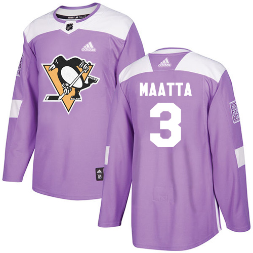 Adidas Penguins #3 Olli Maatta Purple Authentic Fights Cancer Stitched NHL Jersey - Click Image to Close